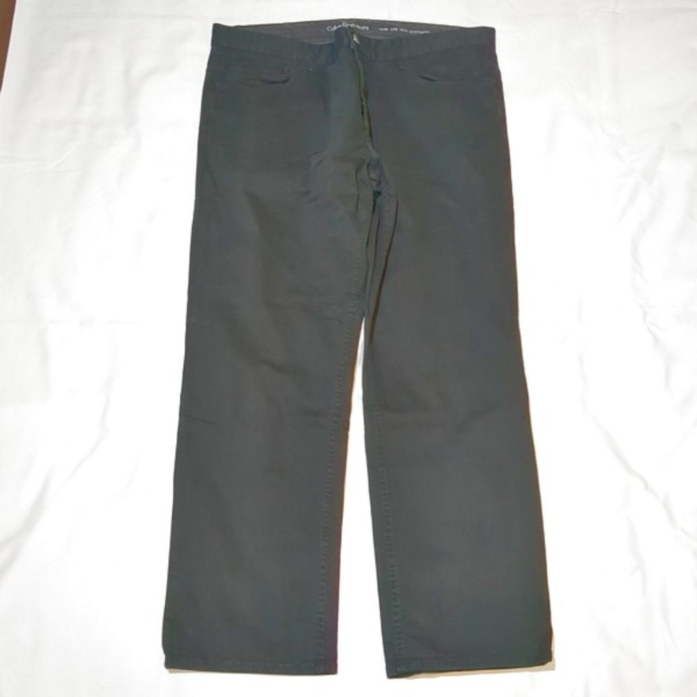 Calvin Klein Men's Jeans Pants 38 x 30 Slim Straight Black Stretch Good